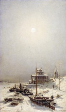 雪 Painting - ボリソグレブスクの冬 アレクセイ・ボゴリュボフの雪景色